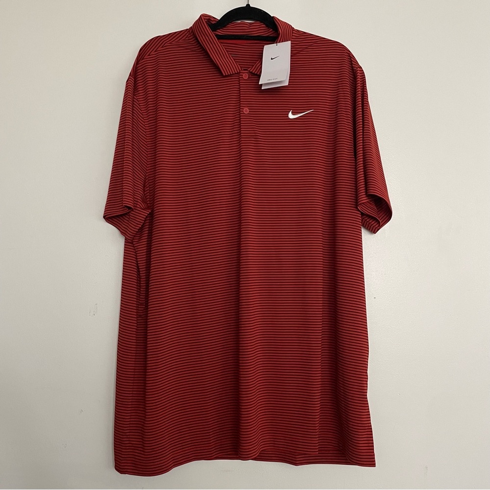 Men's Nike Striped Dri-FIT Golf Polo Clay Obsidian Size XXL